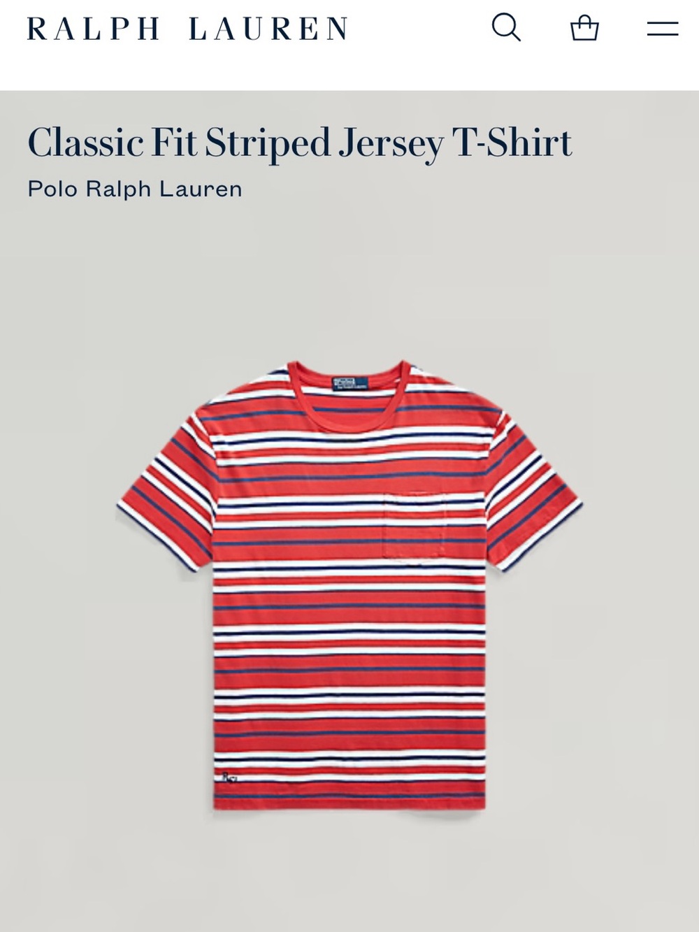 Men’s S Polo by Ralph Lauren Red Striped Classic Fit Jersey T-Shirt